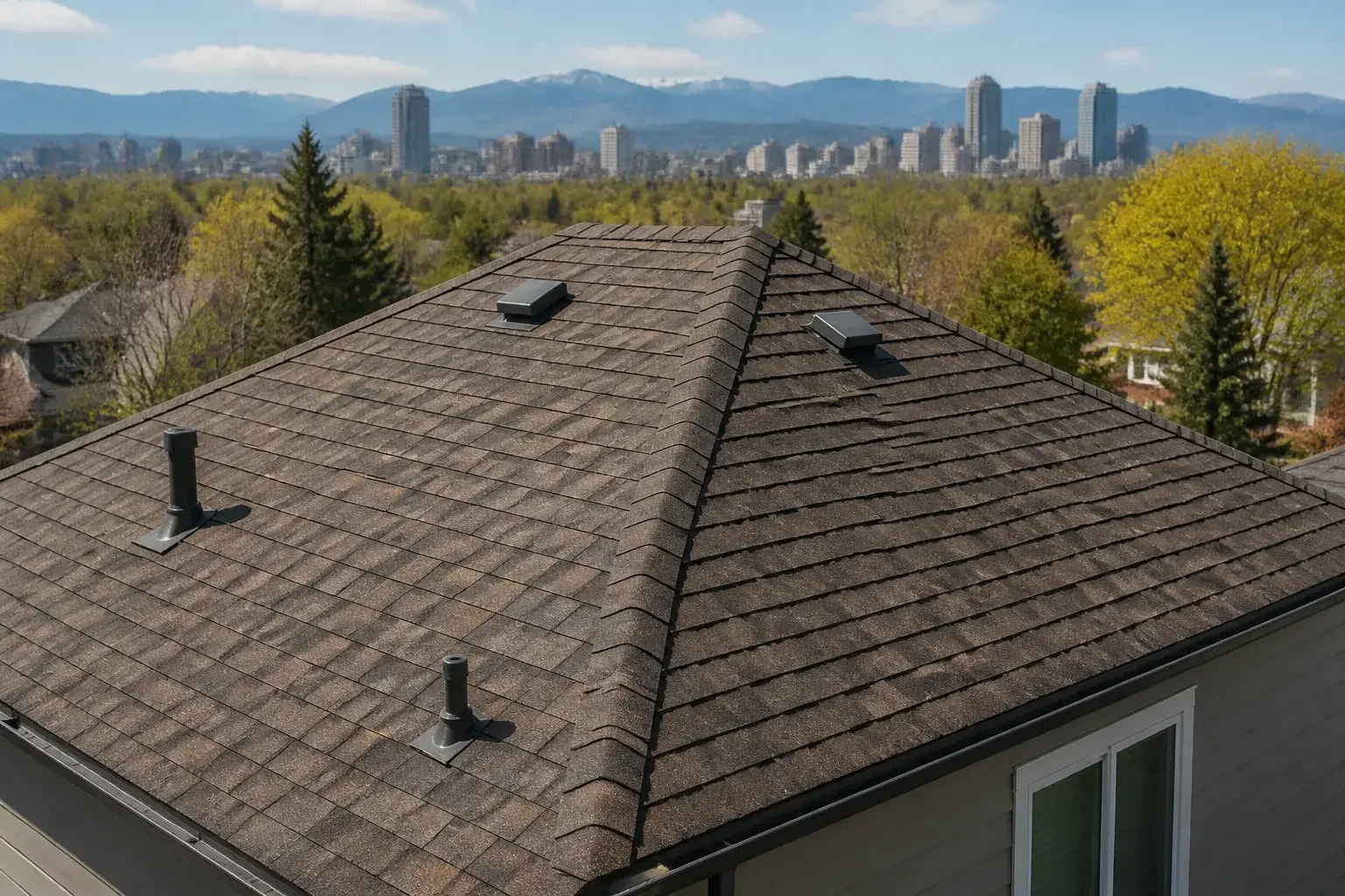 Clean roof surface viewed during an exterior inspection