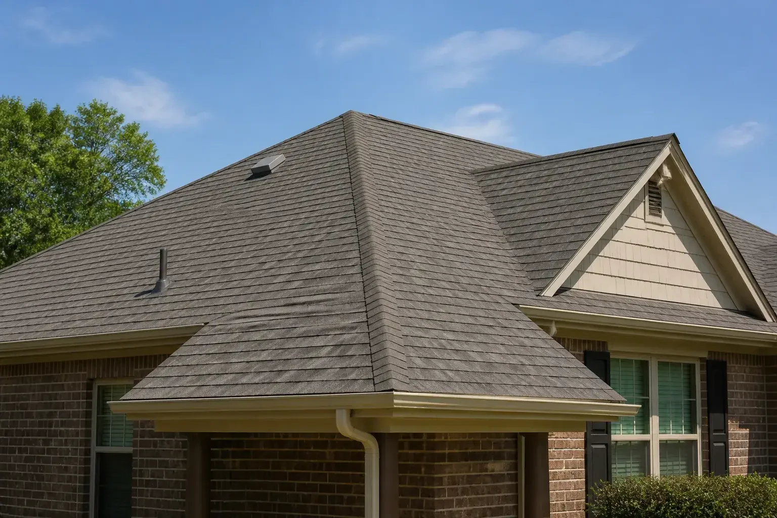 Restored roof after hail and storm damage repair